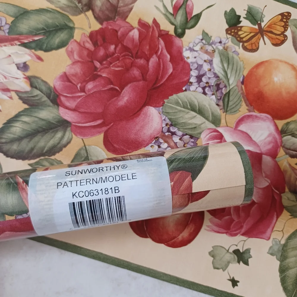 Wallpaper Border Fruit Flower & Butterfly Yellow